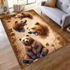 Realistic Bear Pattern Carpet with Brown and Woodland Theme Design Suitable for Use As an Anti-slip for Living Room Bedroom Sofas