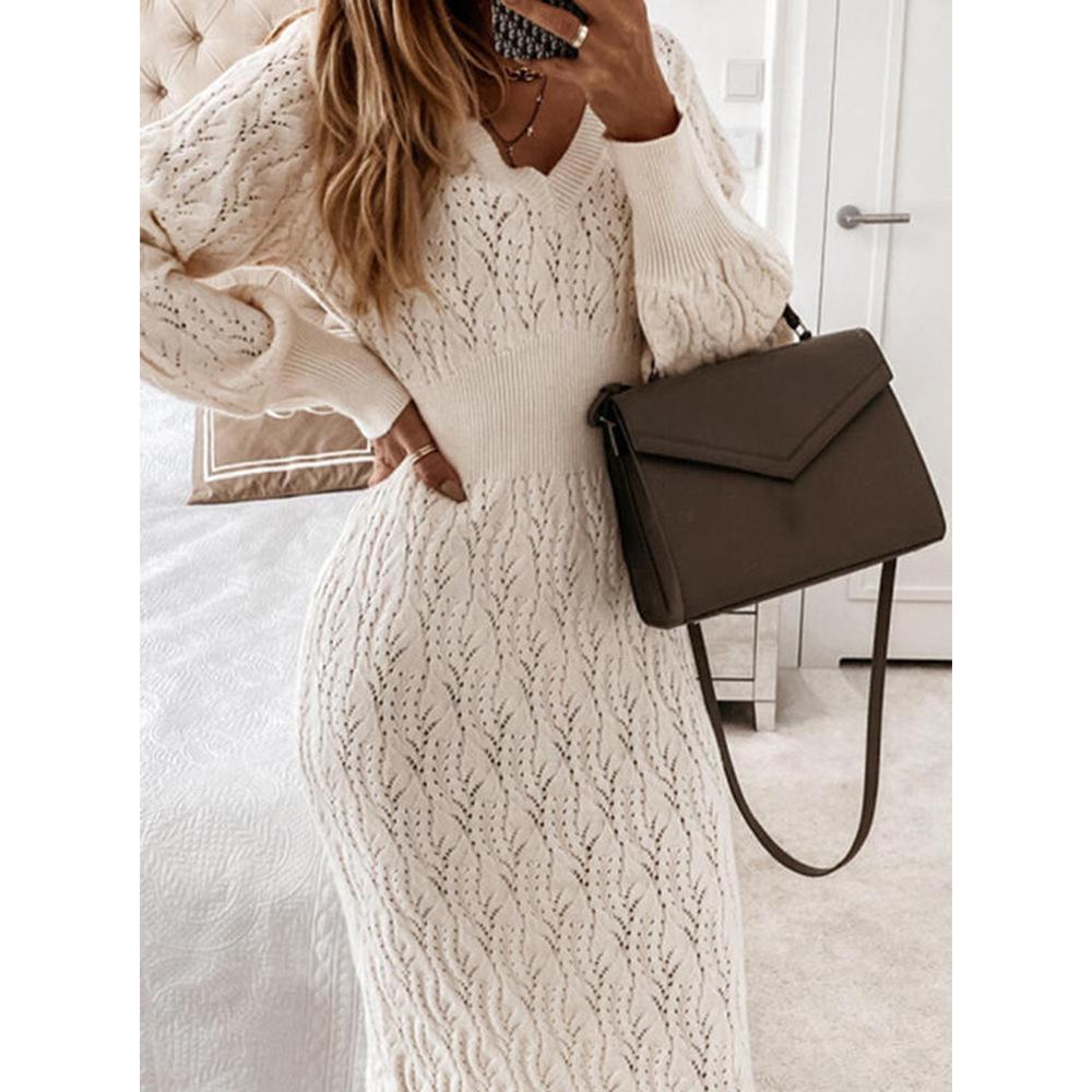 Women's Sexy Long-Sleeve Knit Skirt Sweater - European & American Autumn Style 2022