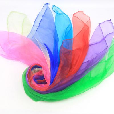 12Pcs Candy Color Square Artificial Silk Dance Scarves Magic Juggling Props
