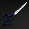 6.0 Inch Blue Paint, Notched Handle, Hair Scissors, Hair Scissors, Flat Scissors, Bangs Scissors