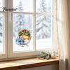 Glass Door Decorative Scenes Christmas Bird Static Window Sticker, Cute Watercolor Stickers with Wreath And Gift Box, PVC Festival Atmosphere