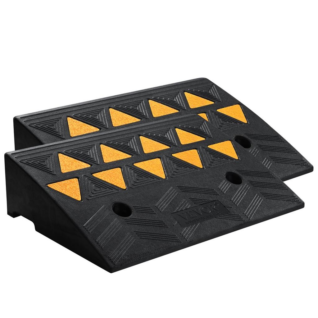 Rubber Curb Ramp 2 Pack, 5" Rise Height Heavy-Duty 33069 lbs/15 T Capacity Threshold Ramps, Driveway Ramps with Stable Grid Structure for Cars,