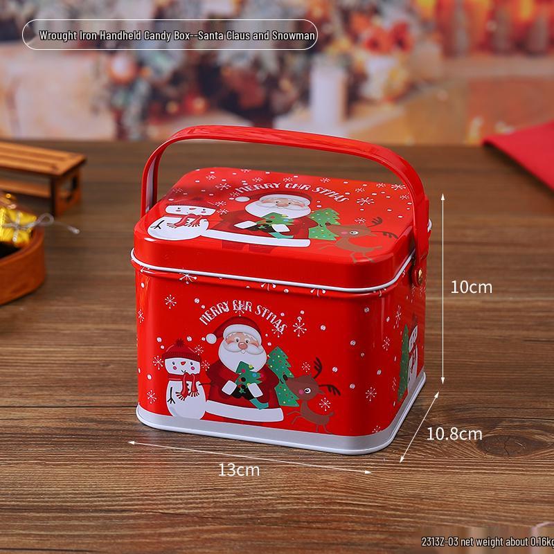 Christmas Rectangular Tin Skylight Box for Candies and Cookies - Children's Decorative Empty Gift Storage Box