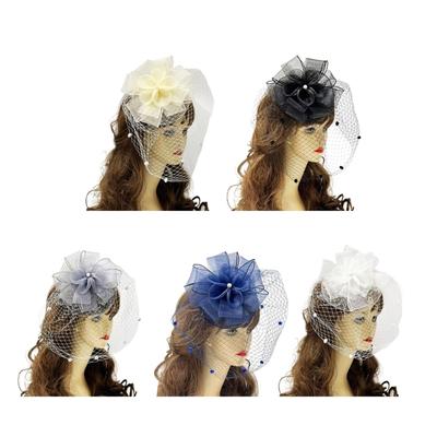 Prom Hair Accessories 20s Inspired Black Mesh Flower Headpiece With Hairpin Halloween Fascinator Hat for Women