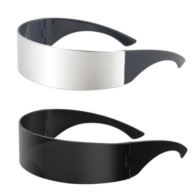 SALUDABLE Cyberpunk Funny Glasses, Futuristic Gadgets, Sci-Fi Cosplay, Set of 2 (Black X Silver)