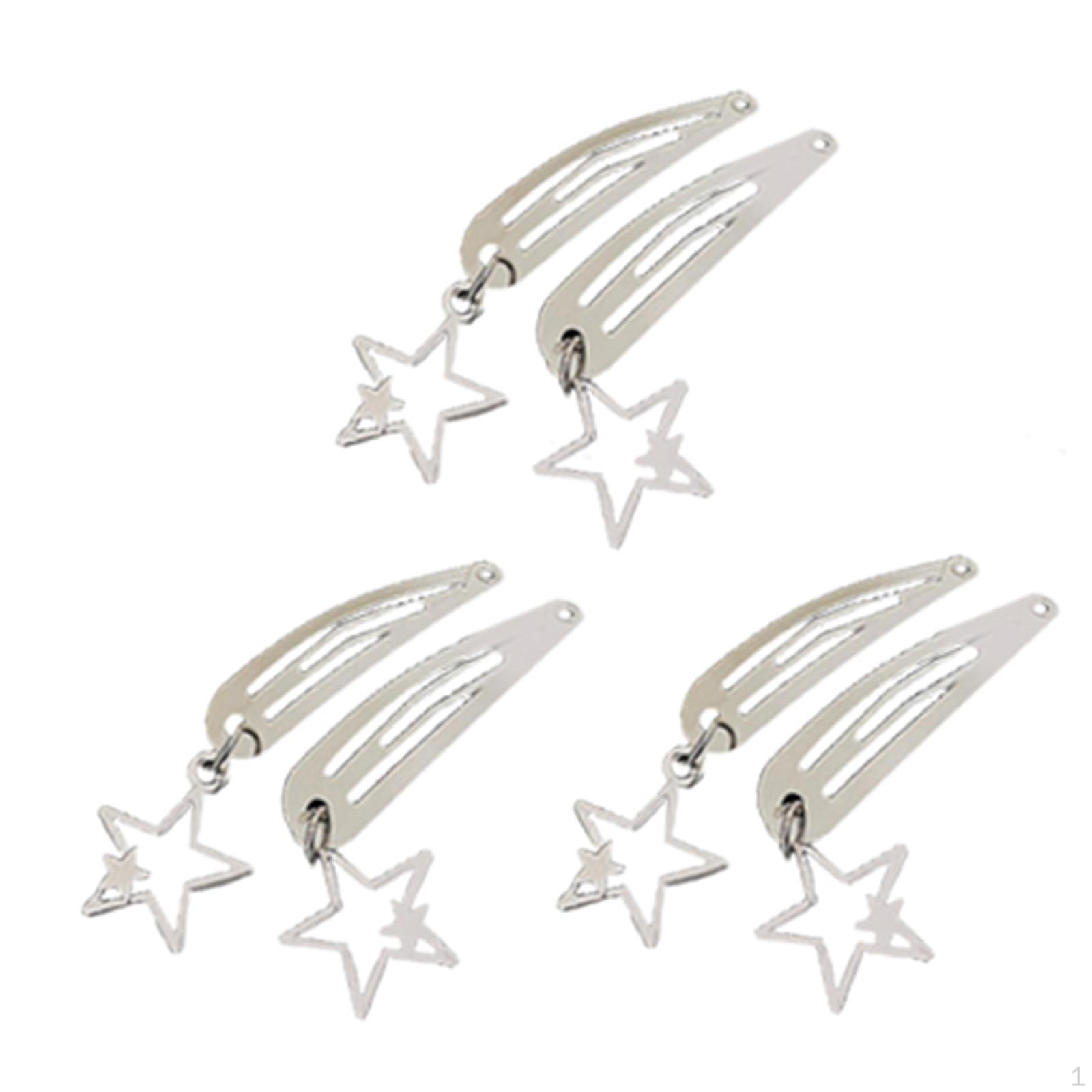 

6 Geometric Hair Clip Headwear Snap Hairpins Barrette for Costume Halloween Cosplay Toddlers Kids star