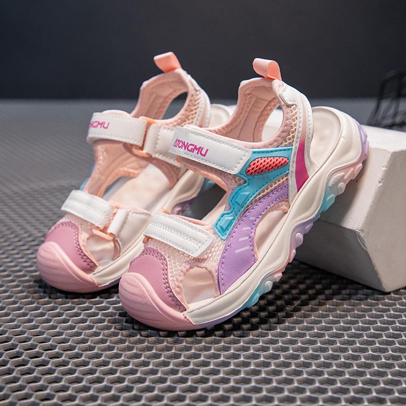 Children's Light Sandals Summer Boys Bag Head Cool Slippers Girls Hollow Beach Shoes