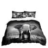 Elefantserien 3D Digitaltryck Tredelat Sängklädesset Lakan Täcke