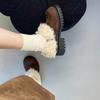 2026 New Spring Autumn Women Fur Lining Mary Jane Shoes Concise Short Plush Shoes Eelgant Dress Thick Heel Leather Pumps Shoes