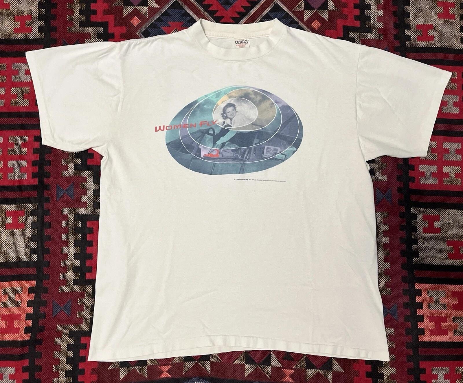 Vintage Amelia Earhart Women Fly Ahirt Smithsonian 1994 Large Single Stitch 4XL