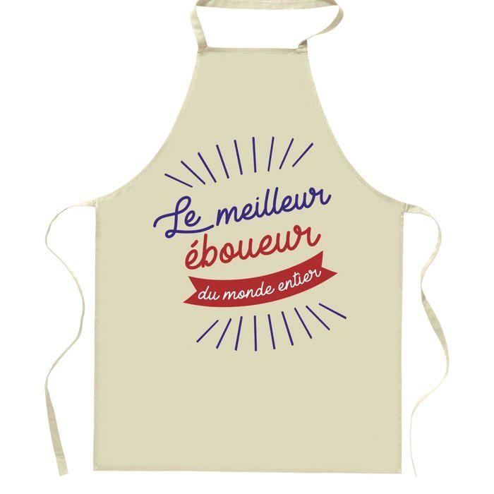 Tablier de cuisine - Planetee - Éboueur humour « Meilleur du Monde entier » - Impression France - Coton épais, liens ajustables