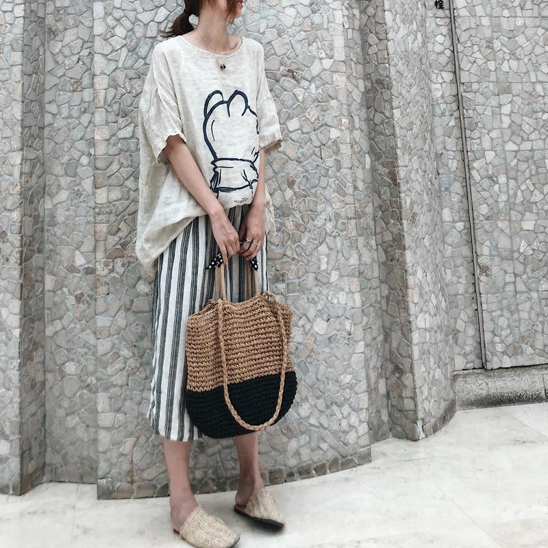 Dimanaf 2025 Women T-shirt Summer Linen Shirt Blouse Short Sleeve Fashion Tops Tees Loose Tees New Black Blouse