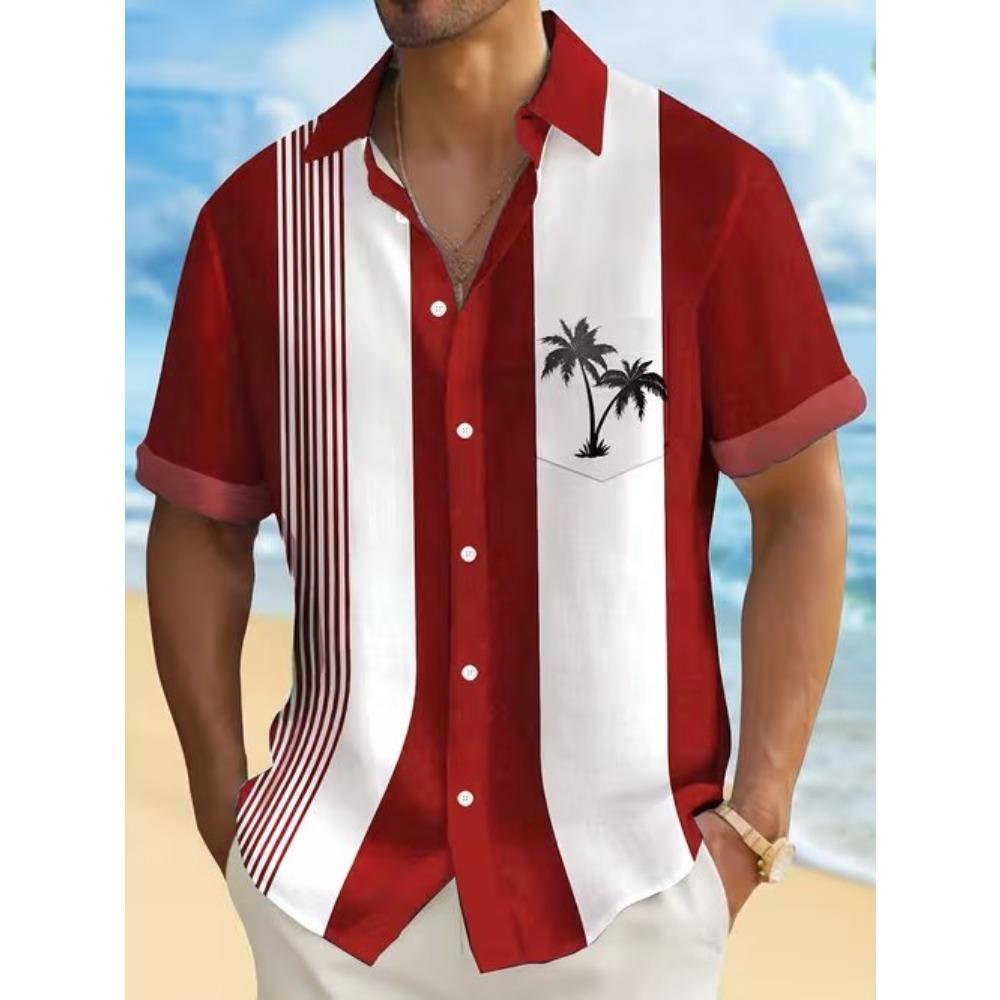 Men's Geometry Pattern 3D Print Shirt Button Up Shirt Casual Shirt Summer Shirt Short Sleeve Daily Vacation Clothing