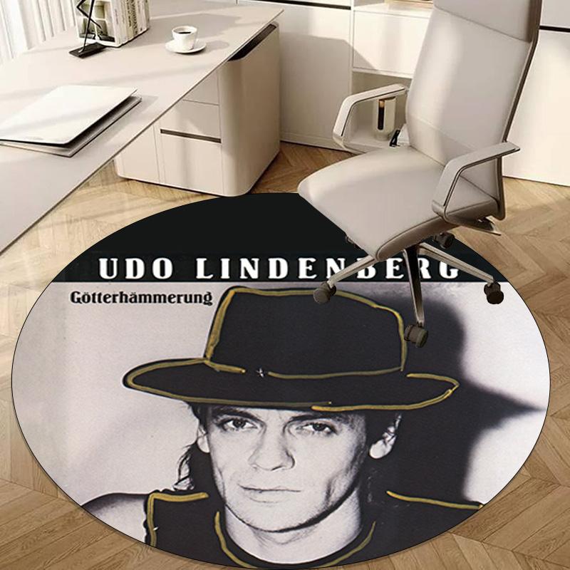 1 vnt. Udo Lindenberg apvalus spausdintas kilimas - namų dekoracija Kilimas svetainei, miegamajam, grindims, kompiuterio kėdės plotui