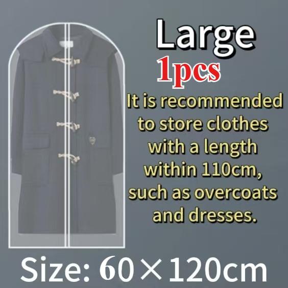 1/2/3/5pcs  Durable Garment Dust Cover with Zipper Closure Long Hanging Clothes Bag for Coats Jackets & Wardrobe Organization