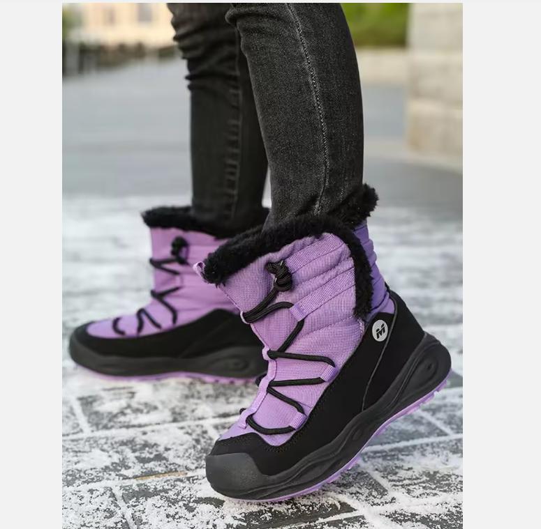 2026 New Children's Snow Boots Winter Plush Thickened Warm Girls Boots Boys Winter Boots Steel Crampons Non-Slip Kids Outdoor Shoes