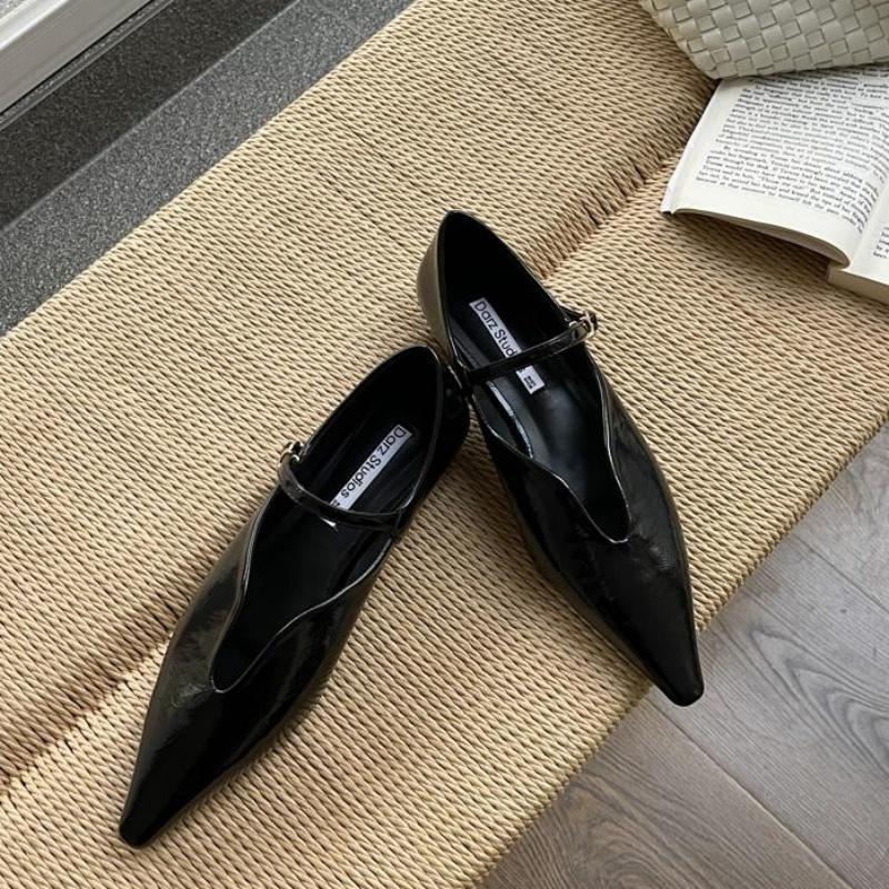 

Fashion Bailamos 2025 New Women Flat Shoes Fashion Point Toe Slip On Ladies Elegant Mary Jane Shoes Soft Flat Heel Outdoor Dress Shoes 39 чёрный