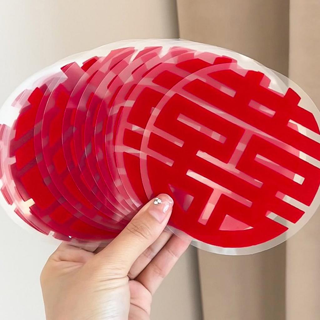 Chinese Wedding Stickers Classic Round Flocking Electrostatic Adsorption Chinese Traditional