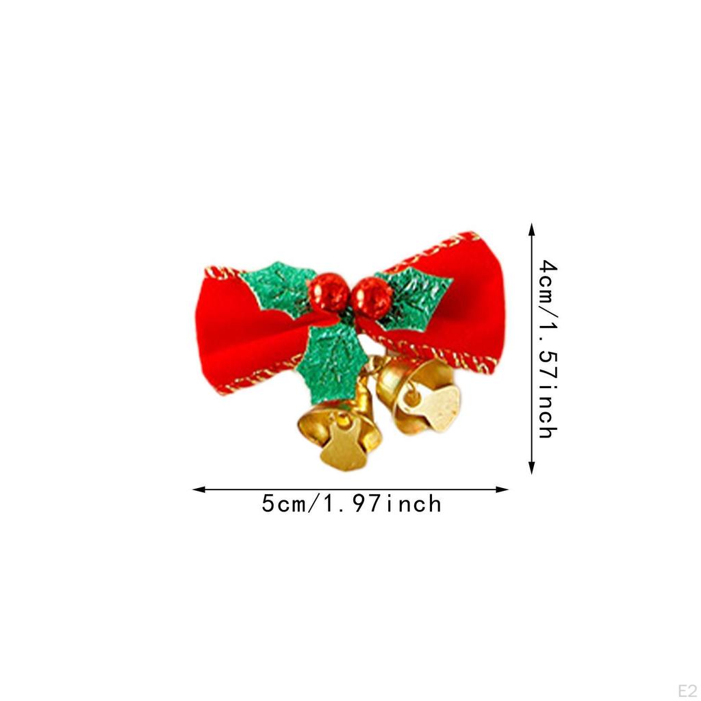 6 Pieces Christmas Bow with Bells Garland Ornament Gift Holiday Decorative Bows for