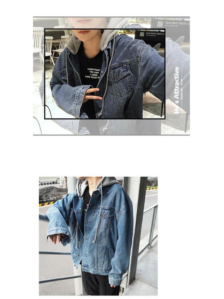 Herren Kapuzen-Jeansjacke - Frühling/Herbst Trendiger lockerer Schnitt im Hongkong-Stil