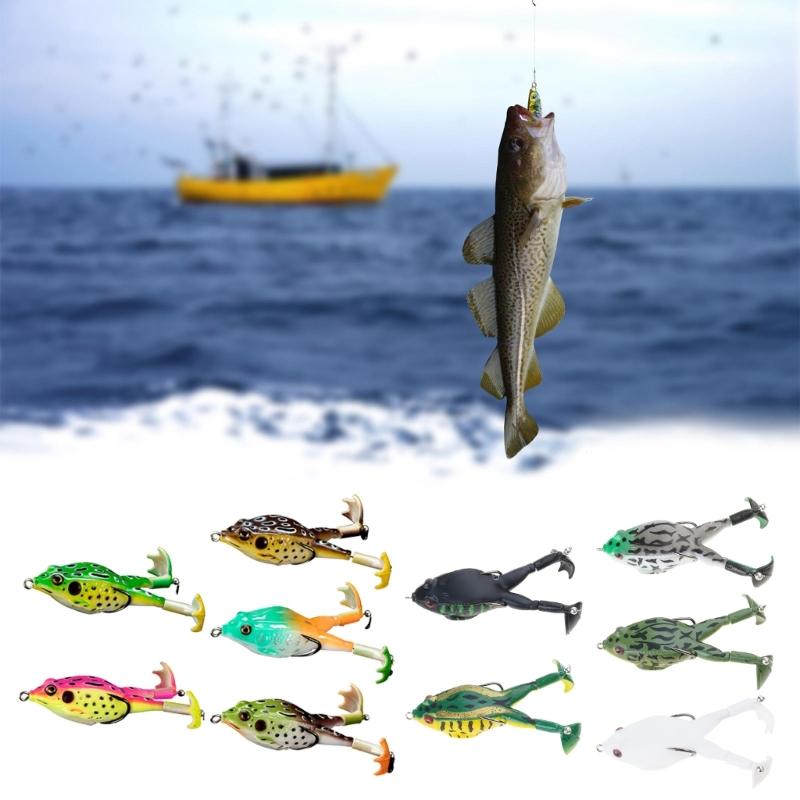 5Pcs Fishing Lures Soft Artificial Frogs Fishing Trout Fishing Lures Double Propellers Colorful Large Feet Swimbaits Set