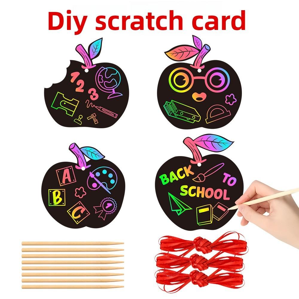 Shaped Colorful Diy Scratch Card Set Hanging School Props Decoration