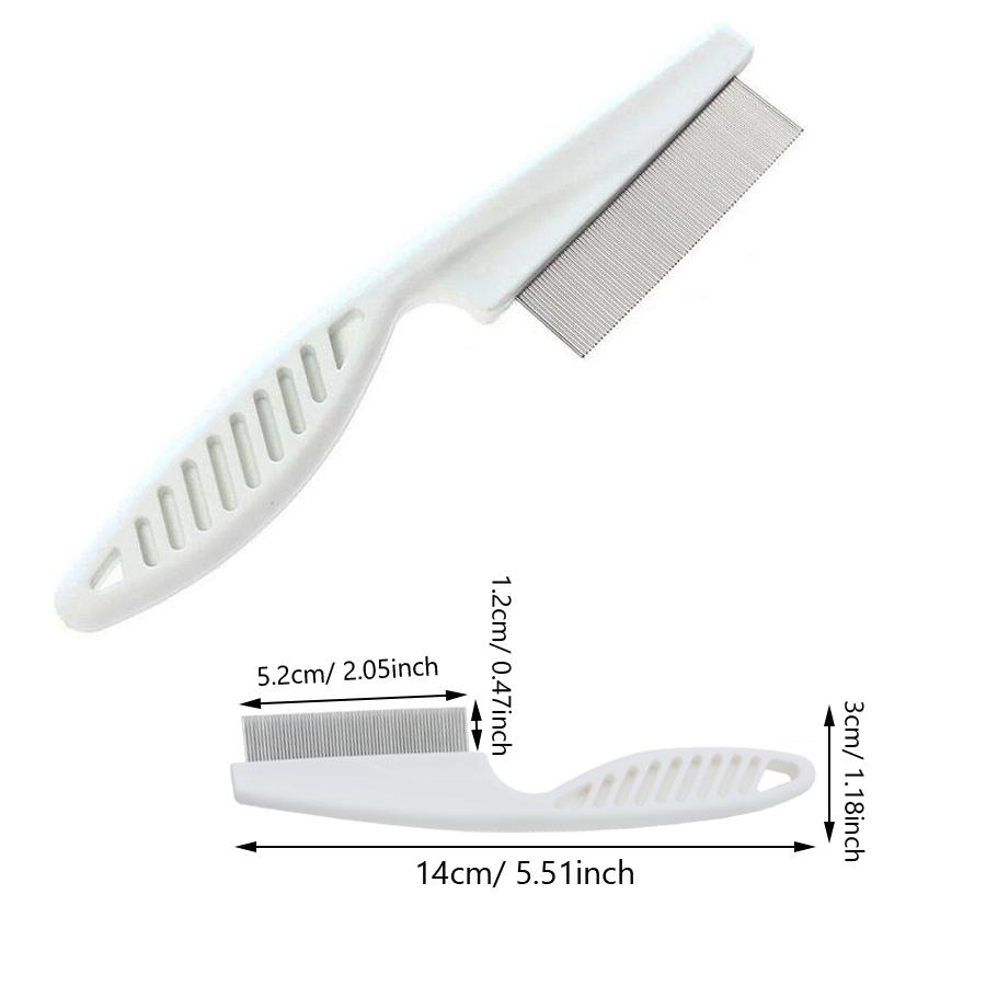Pet Flea Comb Fine-Teeth Steel Comb Curved Handle for Dog Cat Flea Removal Pet Grooming Tool