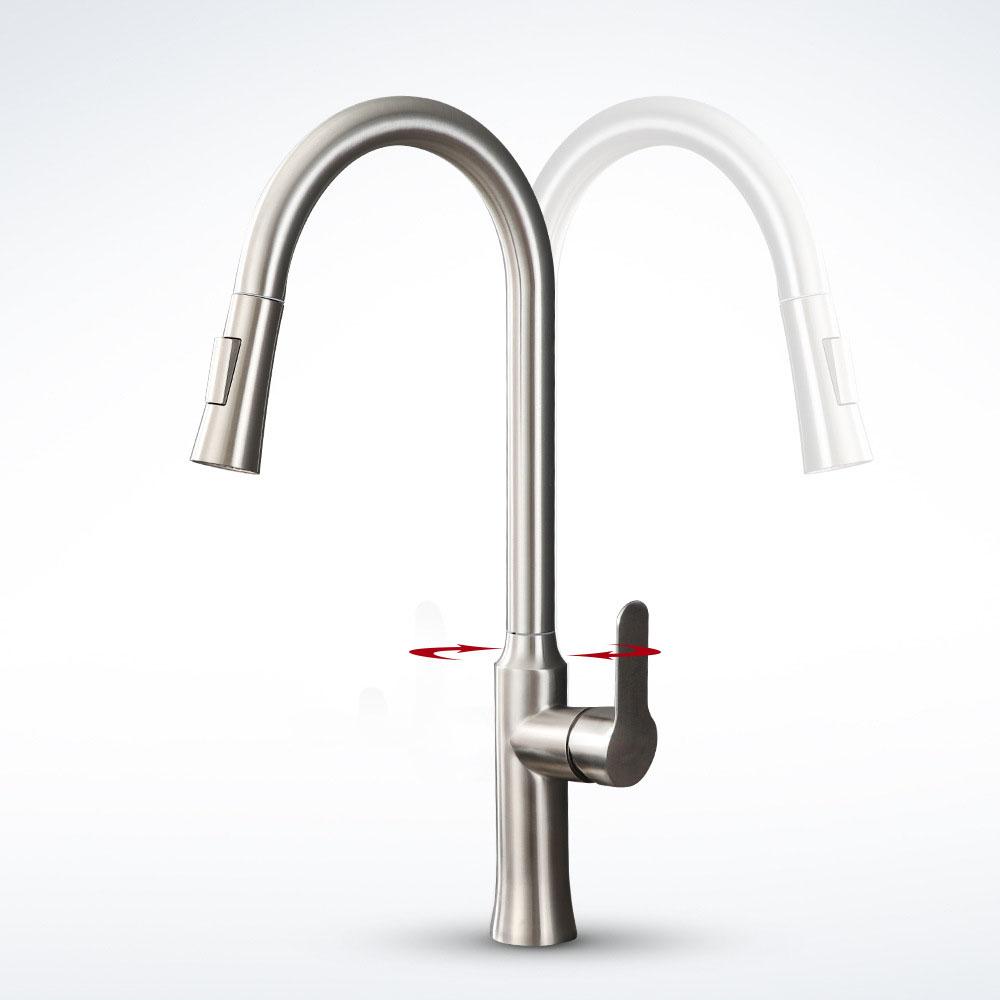 Pull Down Kitchen Sink Faucet 304 Stainless Steel Hot And Cold Mixer Tap Single Handle Double Function Water Kitchen Faucet