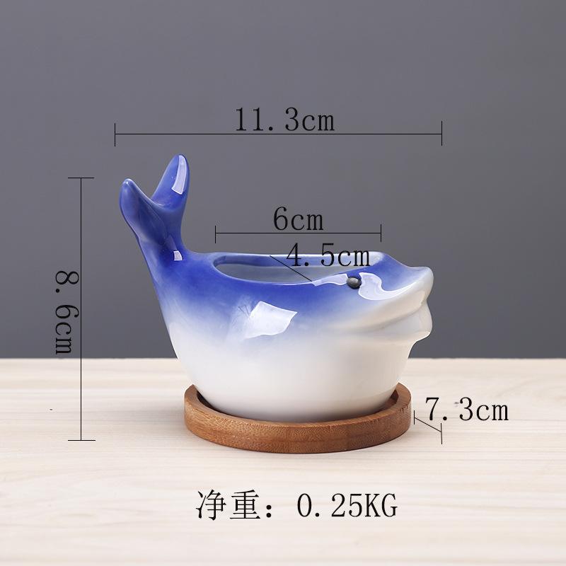 Gardening Succulent Flower Pot Ceramic, Creative Indoor Ocean Series Cartoon Plant Flower Pot plant-free