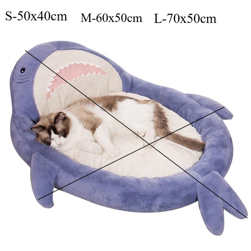 All Seasons Warmth Pet Mat Cute Cartoon Shark Cats Bed Plush Pets Sofa Fun Cat Nest Dog Bed Cats House Pet Supplies Dog House