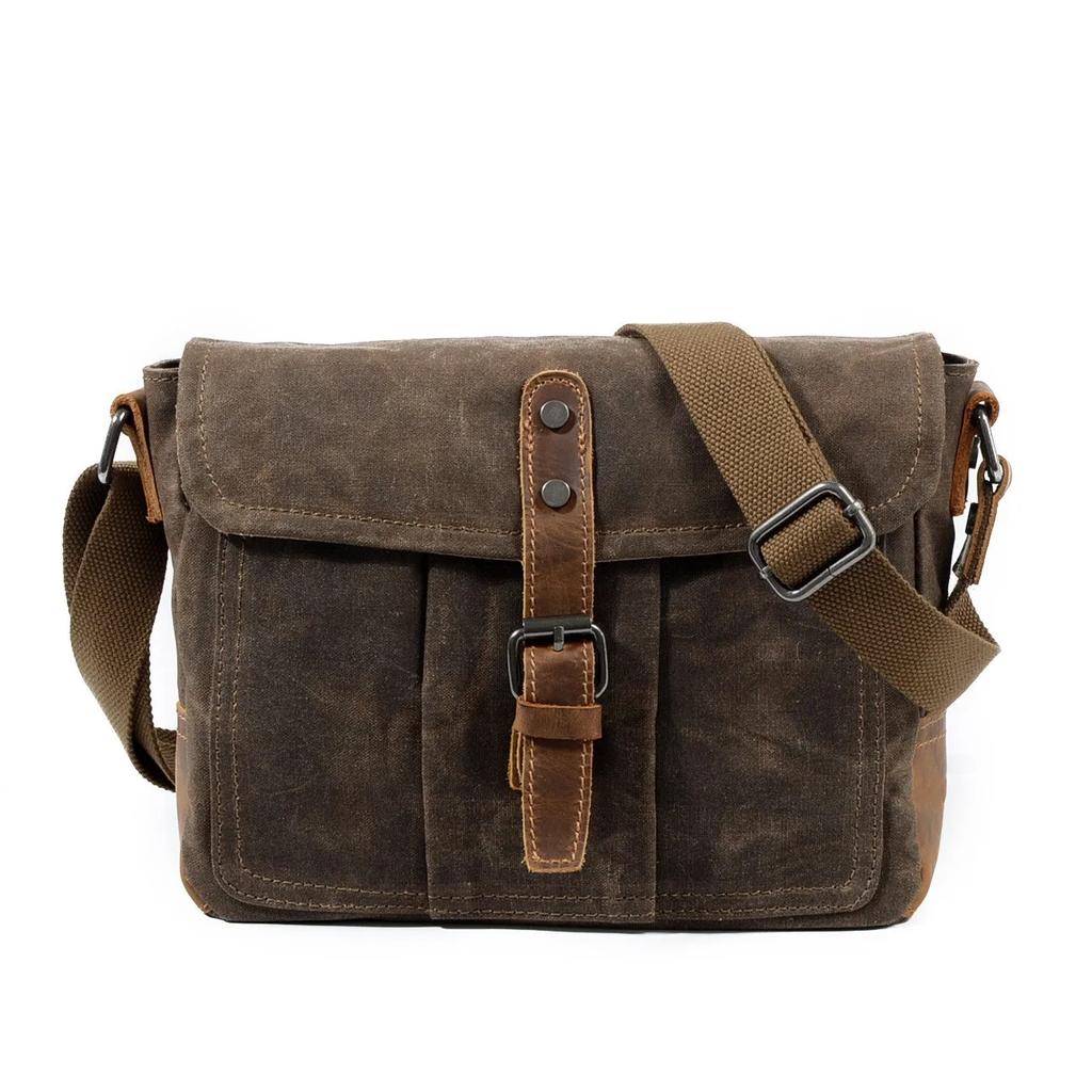 Retro Crossbody Bag Casual Canvas Shoulder Bag Men Simple Men'S Crossbody Bag Waterproof Bags Horizontal