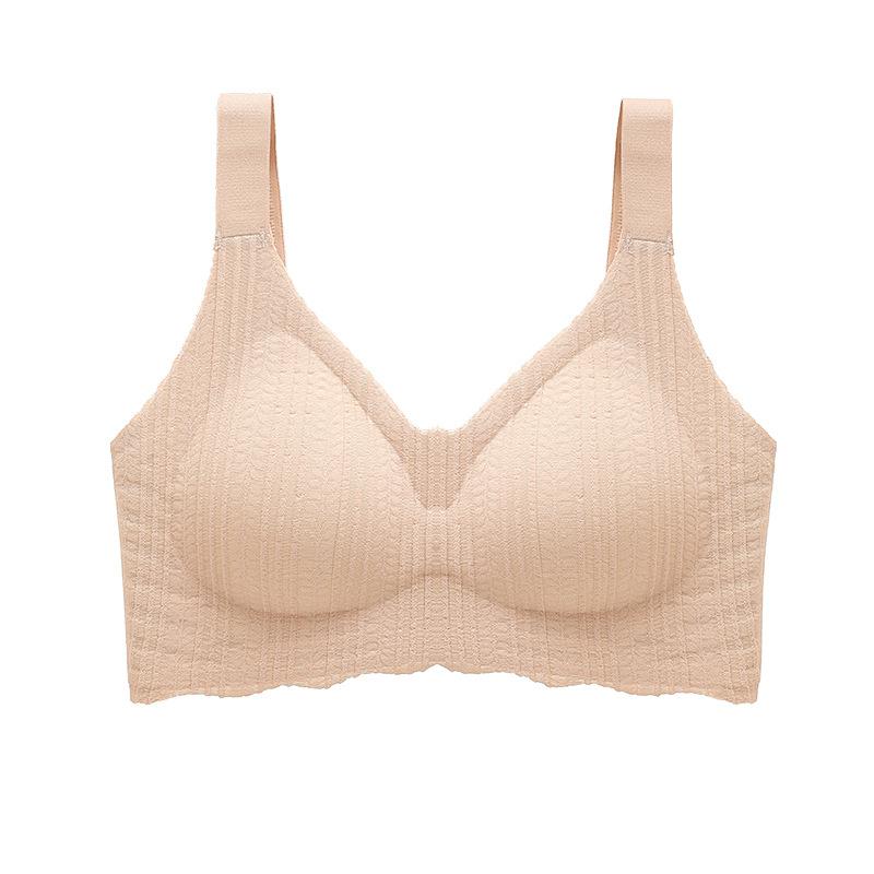 European and American large size comfortable women's underwear integrated fixed cup wide shoulder strap no steel ring large cup size bra