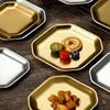 2pcs Plate Stainless Golden Dipping Sauce Dishes Serving Appetizers Plates Dinner Plates 15CMx15CMx0.9CM Kitchenware