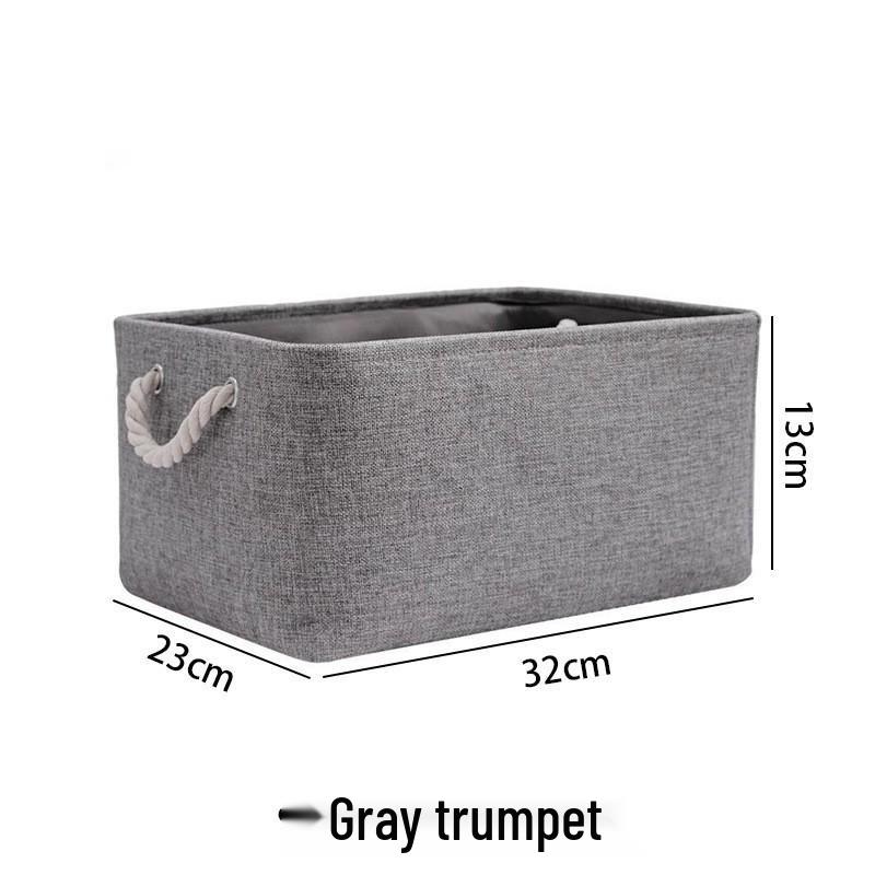 Thickened Foldable Linen Storage Basket with Handle for Cosmetics and Sundries