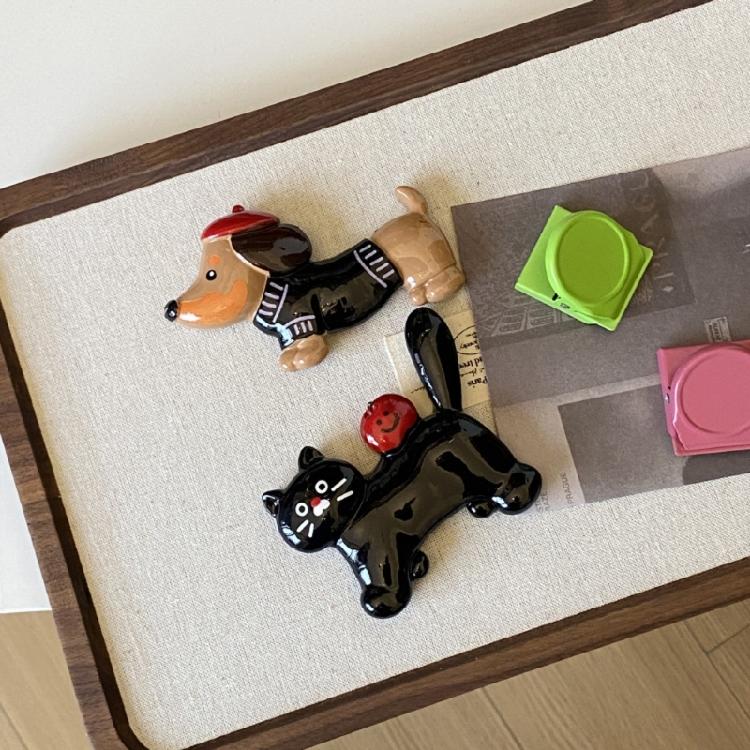 Resins Cartoon Dachshund Cats Shape Fridge Magnets Home Decors Refrigerator Sticker for Kitchen or Office Space Ornament