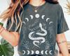Snake Moon Phase Comfort Colors Shirt and Kids Tshirt: Celestial Serpent Tee