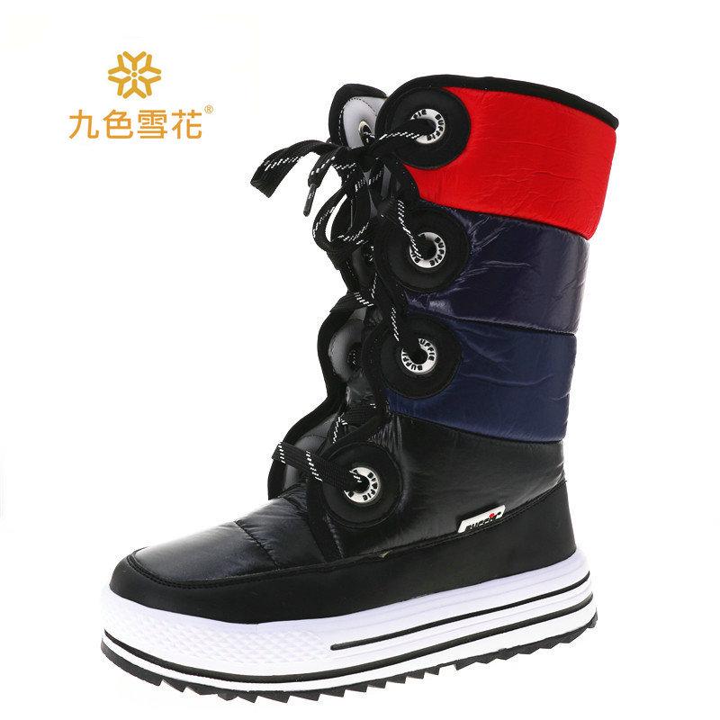 2018 Buffie Duhové Boty Cukrové Boty Lyže Cestování Foto Dámské Boty Vysoké Šněrovací Dámské Bavlněné Boty