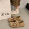 2025 Autumn New Flat-bottomed Casual Beanie Shoes Female Kangaroo Lace-up Comfortable Two Wear Suede Loafers Single Shoes