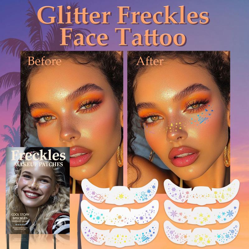 6 Sheets Christmas Freckle Stickers Makeup Party Face Tattoo Cheek Blush Spot Patches Temporary Body Art Decals for Teens Adults