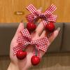 2 Korean version sweet cherry bow hair clips suitable for daily hair accessories