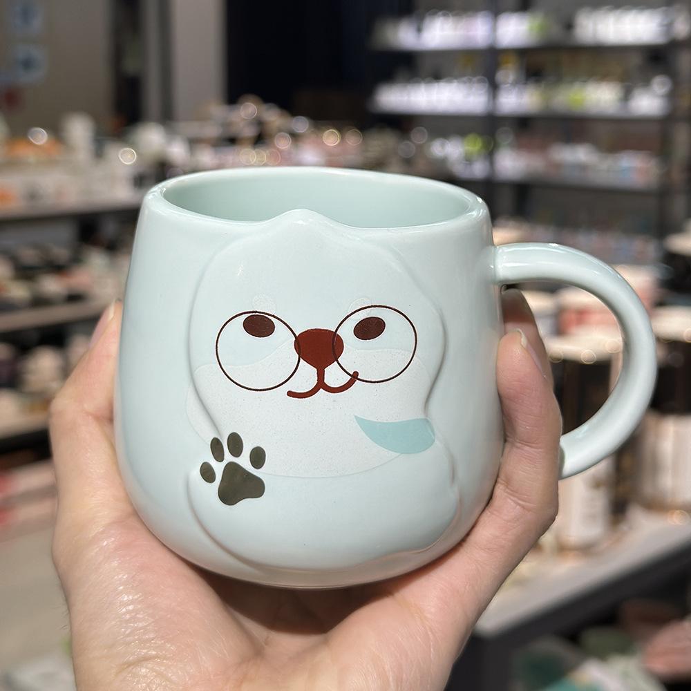 

Cute Shiba Inu Mug Children s Couple Cartoon Puppy Ceramic Mug Home Cute Coffee Water Cup 301-400ml