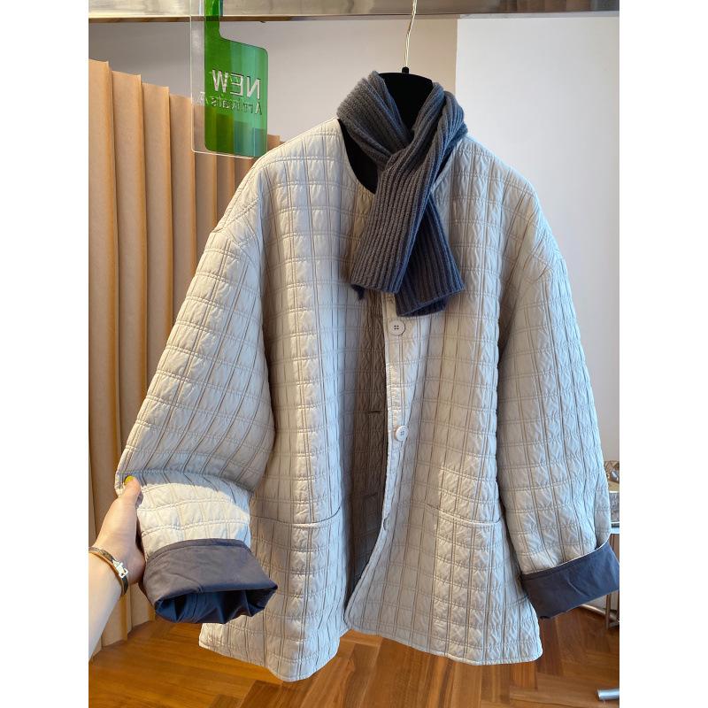 

Women s High-Grade Lightweight Cotton Padded Jacket - 2025 Winter Casual Round Neck Style L бежевий