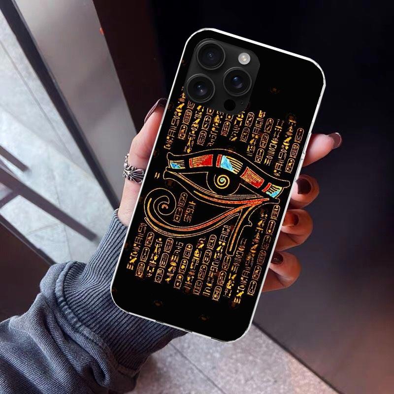 Sacred Eye of Horus Egypt Fresco Phone Case For iPhone 17 Air 16 15 Pro Max 14 Plus 13 Mini 12 11 Cover 7 8 SE Silicone Shell Pr