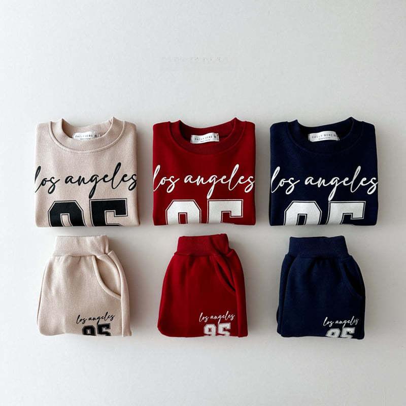 New Spring/Autumn Children's Letter Print Two-Piece Suit: Unisex Loose Casual Sweatshirt Set