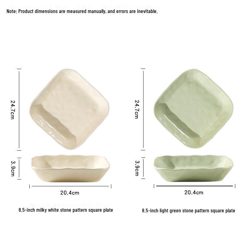 Cream Style 10-Piece Ceramic Rice Bowl Set: Round & Square Plates, Creative Internet Celebrity Tableware