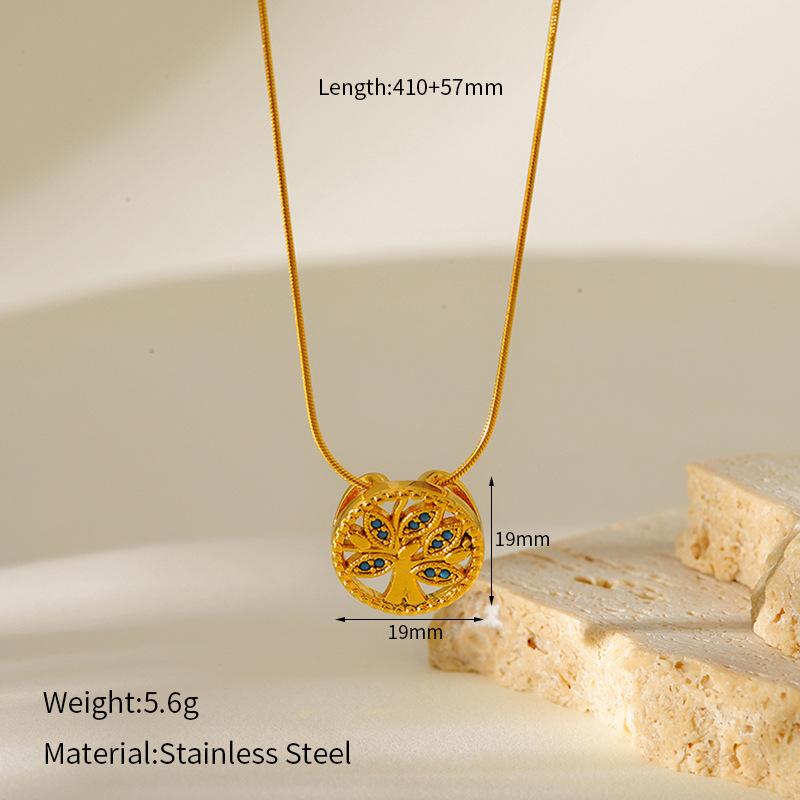 Golden Eye Leaf Pendant Snake Chain Necklace For Women Stylish Layering Collarbone Chain Versatile Jewelry