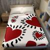 Illustration Love Flannel Blanket Warm Soft Halloween Christmas Couch Warm Cozy Decorative Decor Gift For All Season