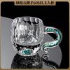 High-grade turquoise teacup women's thickened faceted high-value office teacup crystal glass teacup tea cup