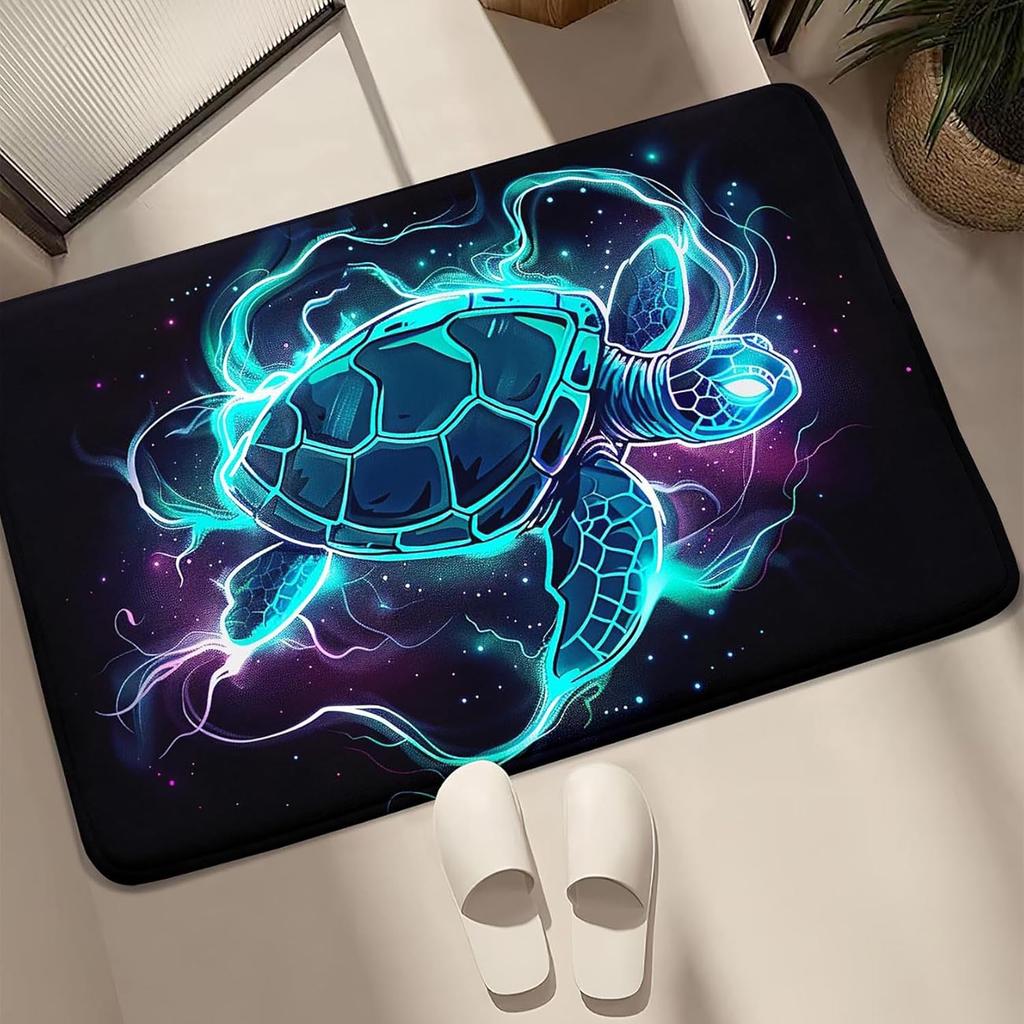 Green Sea Turtle Area Rug for Boys Bedroom, Ocean Animal Theme Carpet, Non-Slip Play Mat for Kids Living Room and Classroom