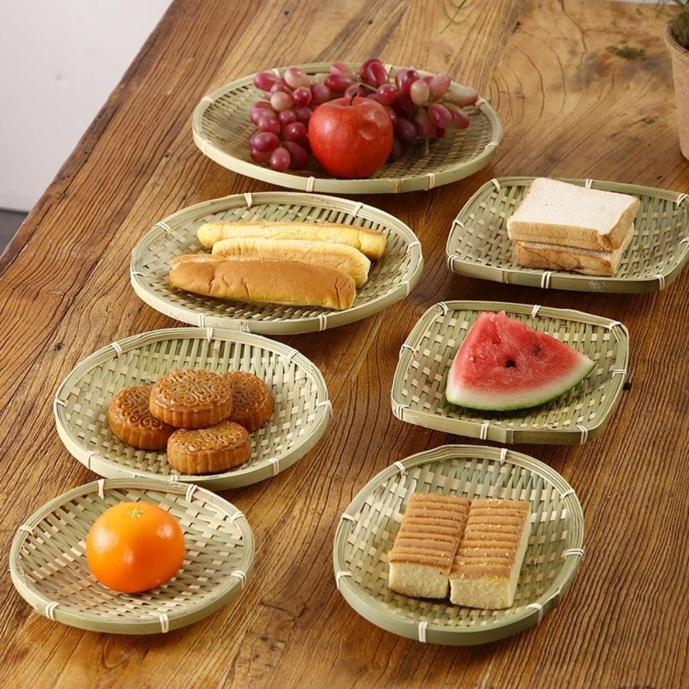 Creative Natural Bamboo Sieve Weaving Handmade Bamboo Dustpan Household Fruit Bread Basket Kitchen Storage